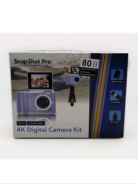 Vivitar SnapShot Pro 4K Digital Camera Kit Selfie Screen 80 Megapixels W/ Case